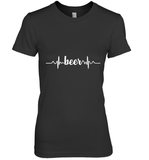 Womens Beer Heartbeat ECG Beer Drinker Gift V Neck T Shirt Premium Women's T-Shirt