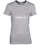 Womens Beer Heartbeat ECG Beer Drinker Gift V Neck T Shirt Premium Women's T-Shirt