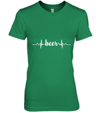 Womens Beer Heartbeat ECG Beer Drinker Gift V Neck T Shirt Premium Women's T-Shirt