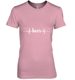 Womens Beer Heartbeat ECG Beer Drinker Gift V Neck T Shirt Premium Women's T-Shirt