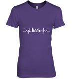 Womens Beer Heartbeat ECG Beer Drinker Gift V Neck T Shirt Premium Women's T-Shirt