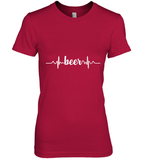 Womens Beer Heartbeat ECG Beer Drinker Gift V Neck T Shirt Premium Women's T-Shirt