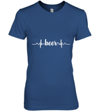Womens Beer Heartbeat ECG Beer Drinker Gift V Neck T Shirt Premium Women's T-Shirt
