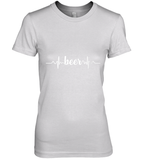 Womens Beer Heartbeat ECG Beer Drinker Gift V Neck T Shirt Premium Women's T-Shirt