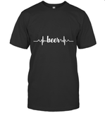 Womens Beer Heartbeat ECG Beer Drinker Gift V Neck T Shirt T-Shirt