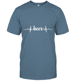 Womens Beer Heartbeat ECG Beer Drinker Gift V Neck T Shirt T-Shirt