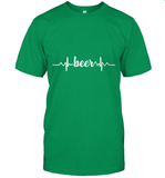 Womens Beer Heartbeat ECG Beer Drinker Gift V Neck T Shirt T-Shirt