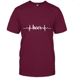 Womens Beer Heartbeat ECG Beer Drinker Gift V Neck T Shirt T-Shirt