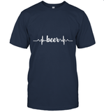 Womens Beer Heartbeat ECG Beer Drinker Gift V Neck T Shirt T-Shirt