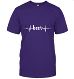 Womens Beer Heartbeat ECG Beer Drinker Gift V Neck T Shirt T-Shirt