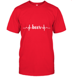 Womens Beer Heartbeat ECG Beer Drinker Gift V Neck T Shirt T-Shirt