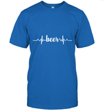 Womens Beer Heartbeat ECG Beer Drinker Gift V Neck T Shirt T-Shirt