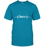 Womens Beer Heartbeat ECG Beer Drinker Gift V Neck T Shirt T-Shirt