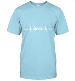 Womens Beer Heartbeat ECG Beer Drinker Gift V Neck T Shirt T-Shirt