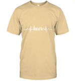 Womens Beer Heartbeat ECG Beer Drinker Gift V Neck T Shirt T-Shirt