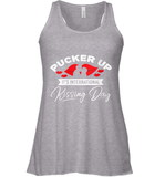 Womens Funny, International Kissing Day, Pucker UP it's V Neck T Shirt Racerback Tank