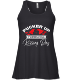 Womens Funny, International Kissing Day, Pucker UP it's V Neck T Shirt Racerback Tank