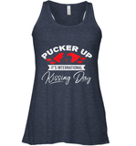 Womens Funny, International Kissing Day, Pucker UP it's V Neck T Shirt Racerback Tank