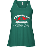 Womens Funny, International Kissing Day, Pucker UP it's V Neck T Shirt Racerback Tank