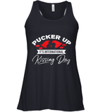 Womens Funny, International Kissing Day, Pucker UP it's V Neck T Shirt Racerback Tank