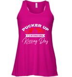 Womens Funny, International Kissing Day, Pucker UP it's V Neck T Shirt Racerback Tank