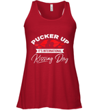 Womens Funny, International Kissing Day, Pucker UP it's V Neck T Shirt Racerback Tank