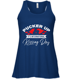 Womens Funny, International Kissing Day, Pucker UP it's V Neck T Shirt Racerback Tank
