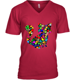 Womens Colourful Cat International dot day V Neck T Shirt V-Neck T-Shirt