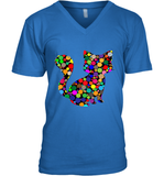 Womens Colourful Cat International dot day V Neck T Shirt V-Neck T-Shirt