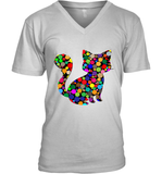 Womens Colourful Cat International dot day V Neck T Shirt V-Neck T-Shirt