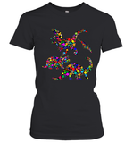 Womens Colourful Dinosaur International dot day V Neck T Shirt Women's T-Shirt