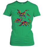 Womens Colourful Dinosaur International dot day V Neck T Shirt Women's T-Shirt