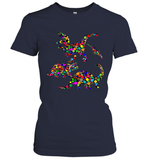 Womens Colourful Dinosaur International dot day V Neck T Shirt Women's T-Shirt