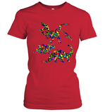 Womens Colourful Dinosaur International dot day V Neck T Shirt Women's T-Shirt