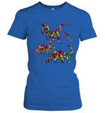 Womens Colourful Dinosaur International dot day V Neck T Shirt Women's T-Shirt