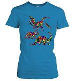 Womens Colourful Dinosaur International dot day V Neck T Shirt Women's T-Shirt