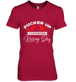 Womens Funny, International Kissing Day, Pucker UP it's V Neck T Shirt Premium Women's T-Shirt