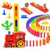 Motorized Domino Train Car kit Set Up Blocks Elevator Springboard Bridge Set Colorful Bricks Plastic toy gift for children kids