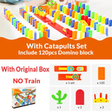 Motorized Domino Train Car kit Set Up Blocks Elevator Springboard Bridge Set Colorful Bricks Plastic toy gift for children kids