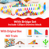 Motorized Domino Train Car kit Set Up Blocks Elevator Springboard Bridge Set Colorful Bricks Plastic toy gift for children kids