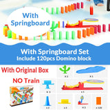 Motorized Domino Train Car kit Set Up Blocks Elevator Springboard Bridge Set Colorful Bricks Plastic toy gift for children kids