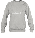 Womens Beer Heartbeat ECG Beer Drinker Gift V Neck T Shirt Sweatshirt