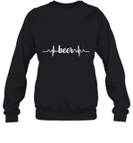 Womens Beer Heartbeat ECG Beer Drinker Gift V Neck T Shirt Sweatshirt