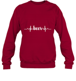 Womens Beer Heartbeat ECG Beer Drinker Gift V Neck T Shirt Sweatshirt