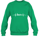 Womens Beer Heartbeat ECG Beer Drinker Gift V Neck T Shirt Sweatshirt