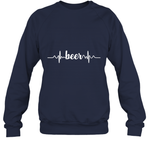 Womens Beer Heartbeat ECG Beer Drinker Gift V Neck T Shirt Sweatshirt