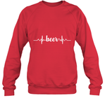 Womens Beer Heartbeat ECG Beer Drinker Gift V Neck T Shirt Sweatshirt
