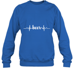 Womens Beer Heartbeat ECG Beer Drinker Gift V Neck T Shirt Sweatshirt
