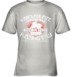 Womens Funny, International Kissing Day, Kisses for free. One day V Neck T Shirt Youth T-Shirt