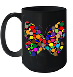 Womens Colourful Butterfly International dot day V Neck T Shirt Ceramic Mug 15oz